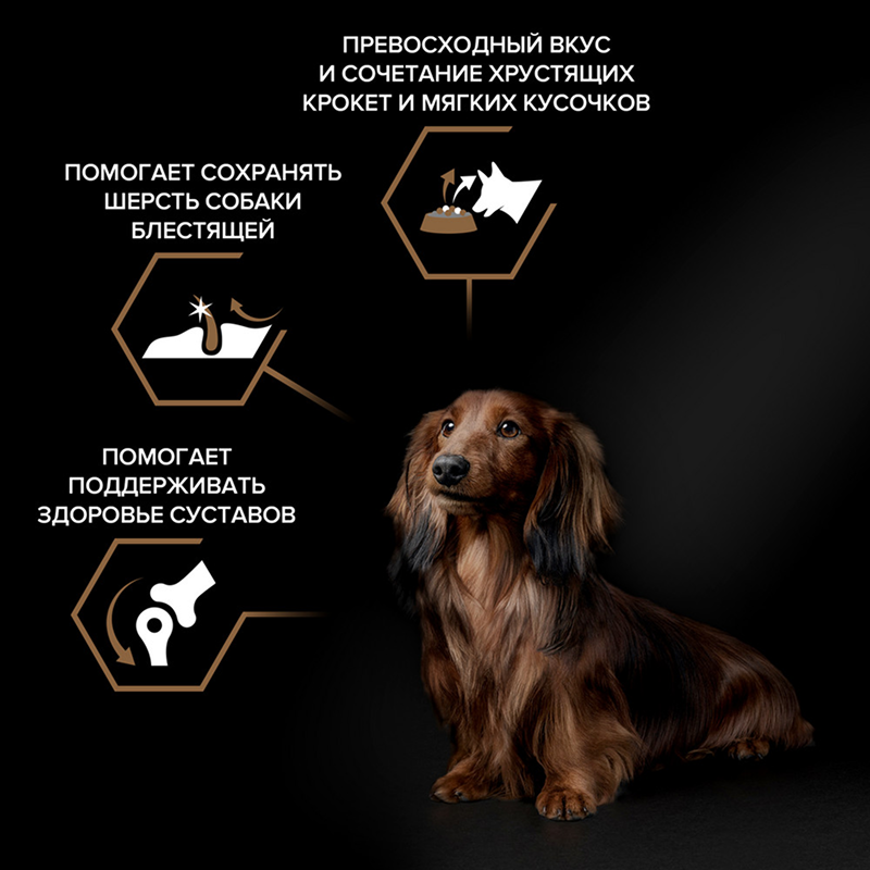 Сухой корм PRO PLAN DUO DELICE для взрослых собак мелких и карликовых пород с двойной текстурой гранул, с высоким содержанием говядины, 2,5 кг