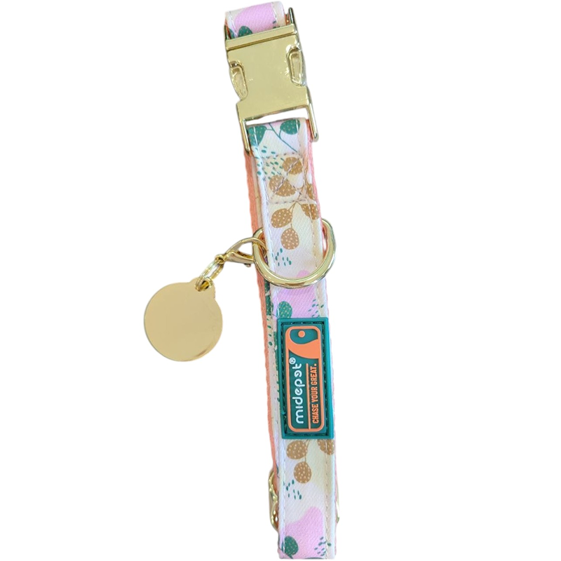 Ошейник MidePet "Color Blooming" M 2x30-40 см, бело-розовый с рисунком