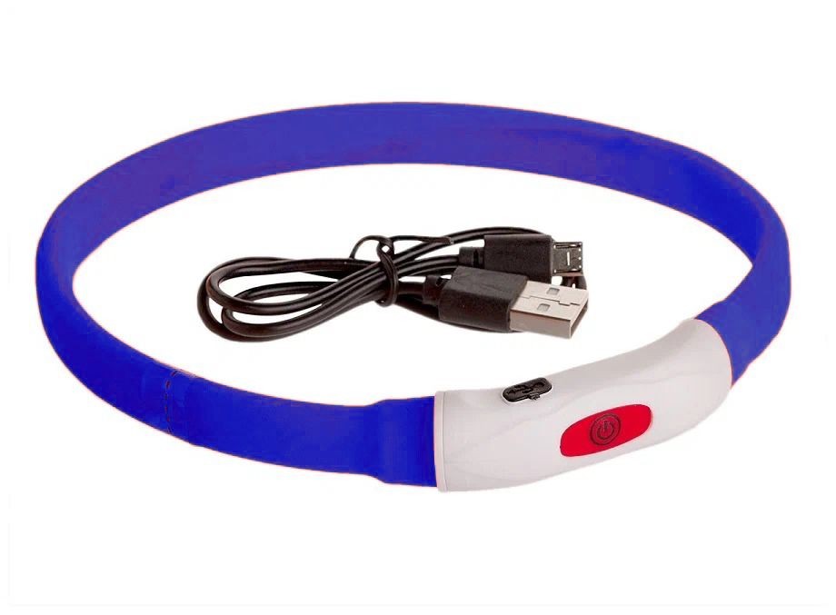 Ошейник TopPet Синий, светодиодный, S (40см)