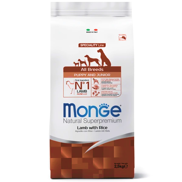 Monge Dog Speciality Puppy&Junior для Щенков всех пород с Ягненком и Рисом 2,5кг