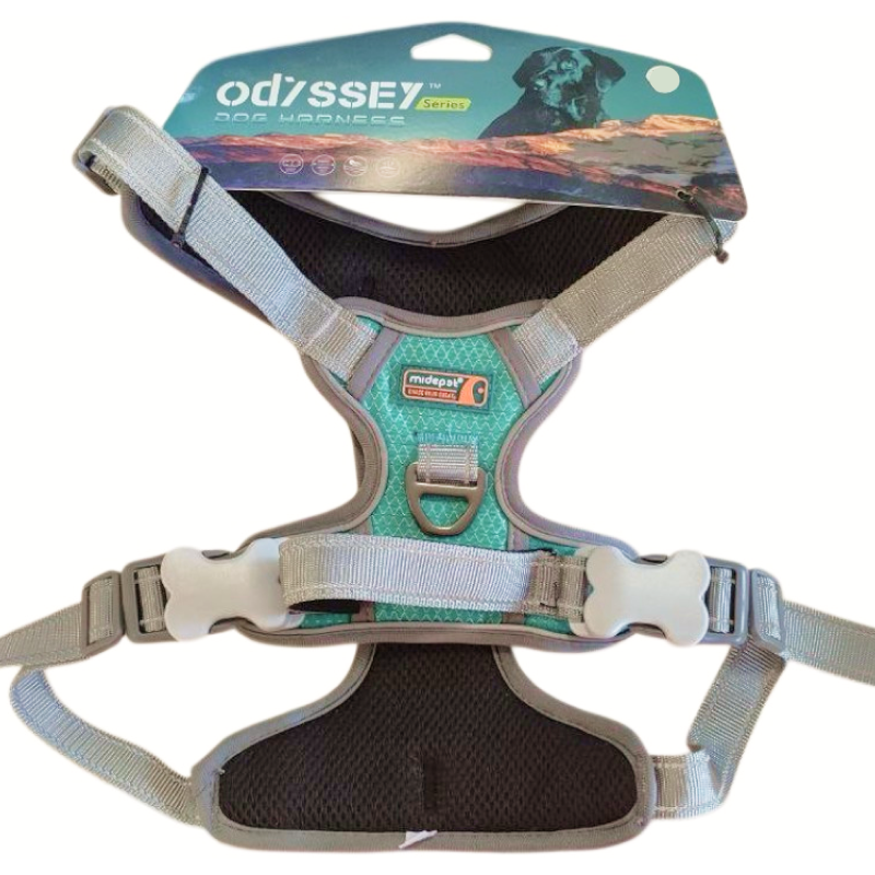 Шлейка MidePet "Odyssey" - XL (шея 45-78, грудь 81-102 см) бирюзовая