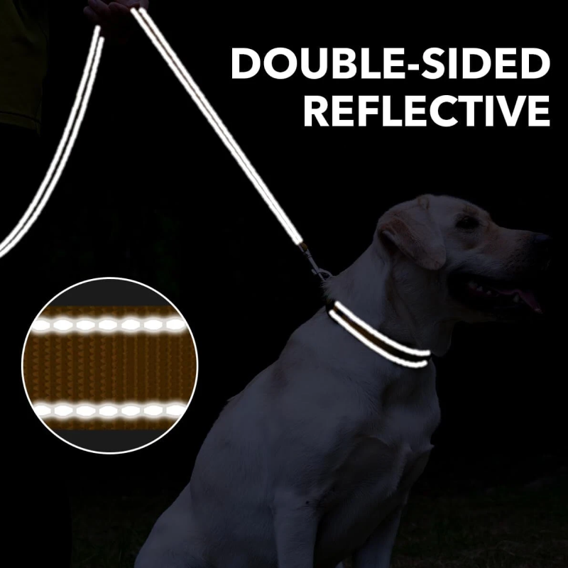 Поводок Nunbell Professional нейлон 20мм*110-120см Оранжевый с эргономичной ручкой и светоотр. нитью