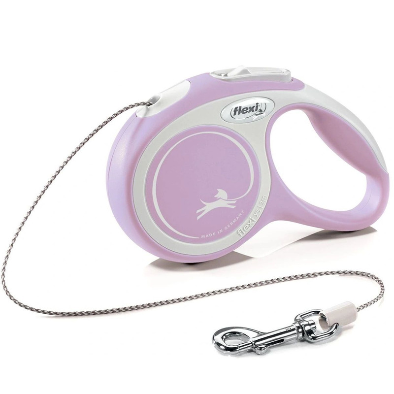 Рулетка Flexi New Line Comfort XS трос 3м 8кг Серая/Розовая