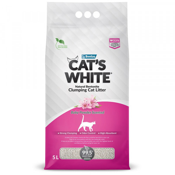 Cat's White Baby Powder комкующийся с ароматом детской присыпки  5л