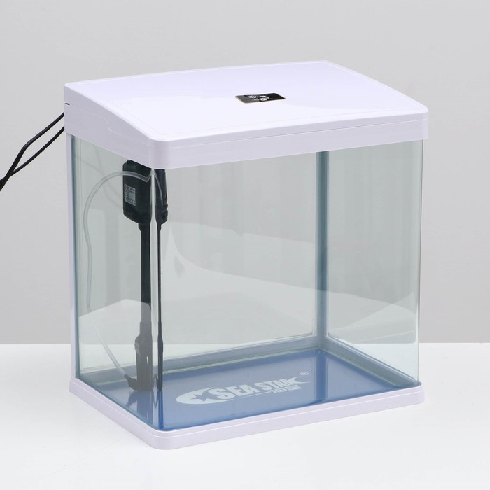 Аквариум Sea Star HX-390F белый с крышкой, 30л, комплект