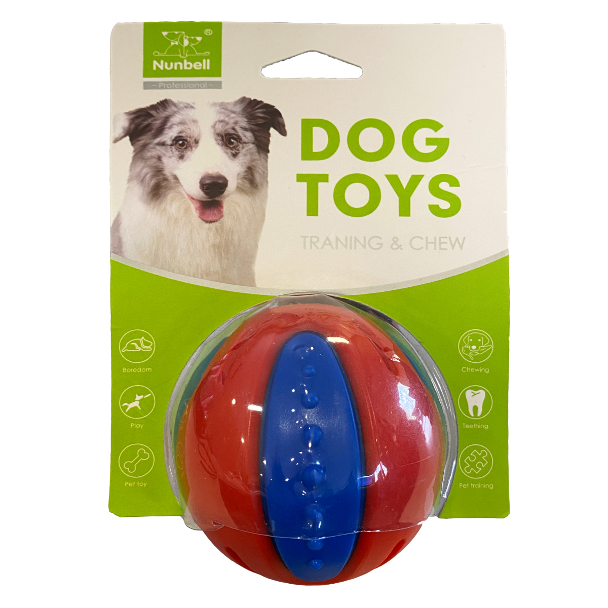 Игрушка Nunbell Мяч TPR с пищалкой 2х цветный 8,5см