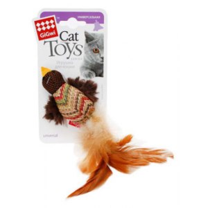 Игрушка GiGwi Птичка с перьями, 12см для Кошек