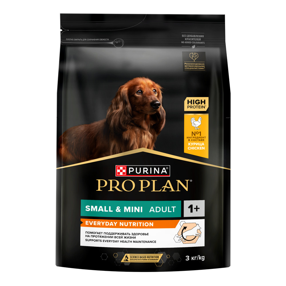 Сухой корм PRO PLAN для собак мелких и карликовых пород, с курицей, 3кг