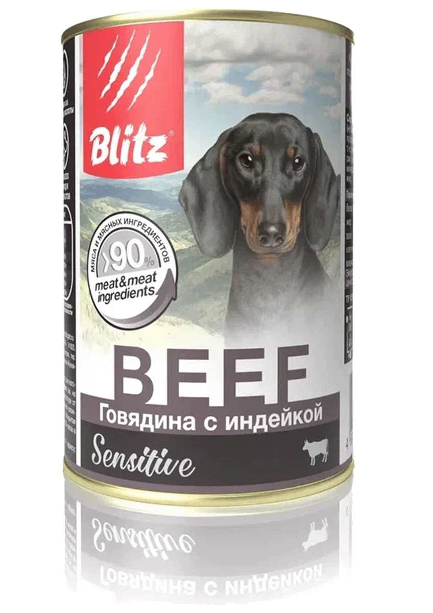конс. BLITZ Sensitive Говядина с Индейкой для Cобак 400г