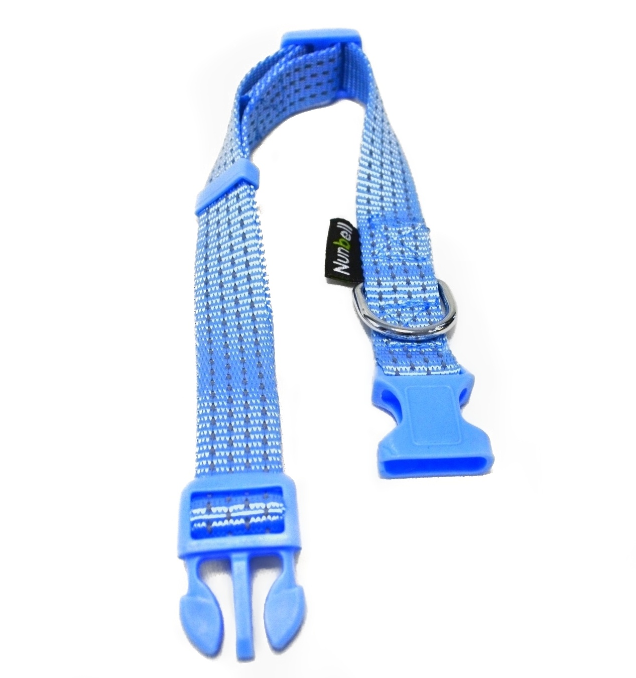 Ошейник Nunbell нейлон 10мм*21-30см Голубой со светоотражающей нитью