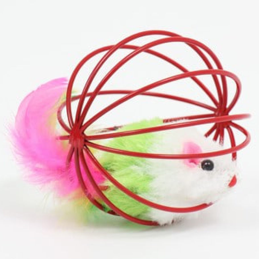 Игрушка TopPet для кошек  Мышь 5см в шарике из прутьев