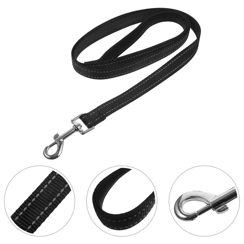 Поводок Nunbell нейлон 15мм*120см Черный со светоотражающей нитью