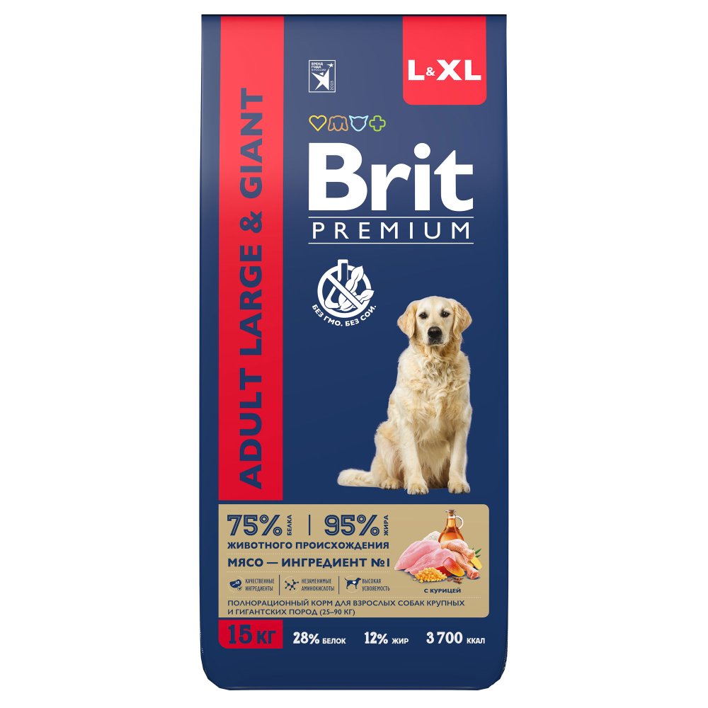 Brit Premium Adult L для Взрослых Собак Крупных Пород 15кг