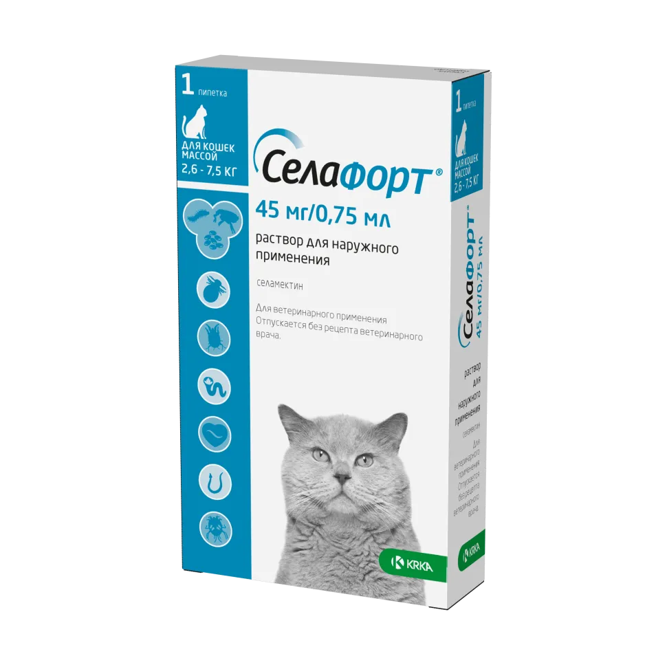 Капли Селафорт 6% 0,75мл (45мг) для Кошек 2,6-7,5кг