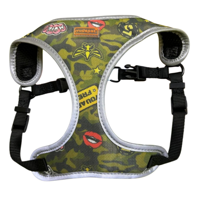 Шлейка Midepet с рисунком XS (шея 32, грудь 30-36см) хаки