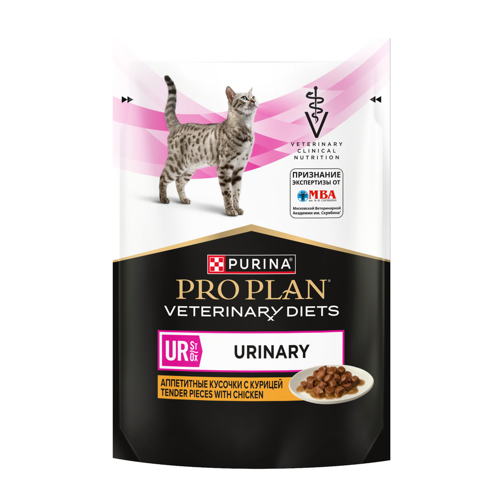 Влажный корм для кошек диетический PURINA® PRO PLAN® VETERINARY DIETS UR ST/OX Urinary при болезнях нижних отделов мочевыводящих путей, с курицей, 85 г