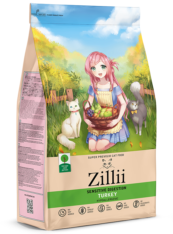 ZILLII Sensitive Digestion Cat для Кошек с чувствительным пищеварением 400г Индейка