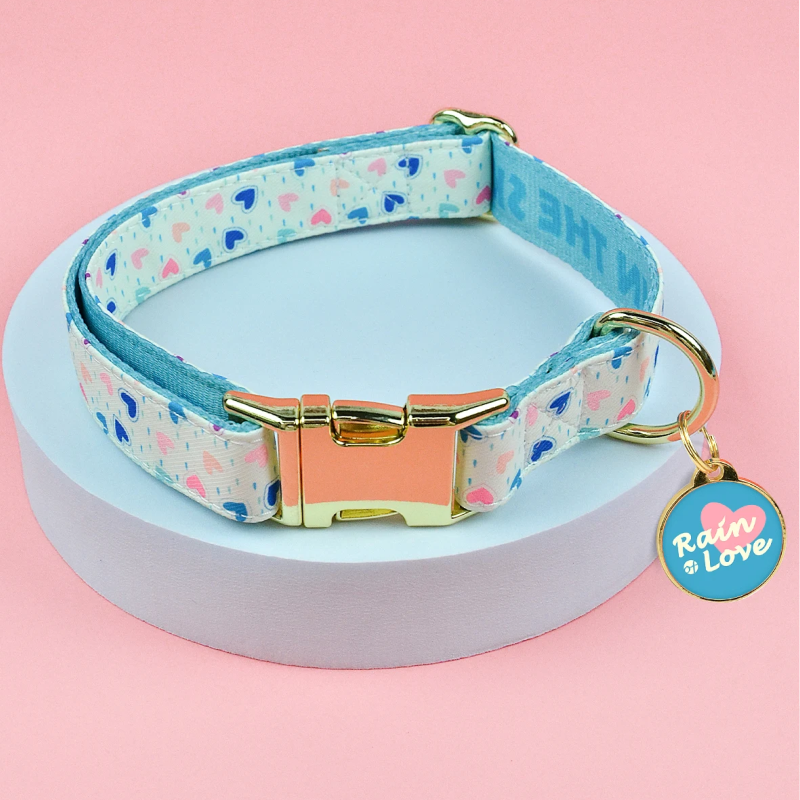 Ошейник MidePet "Color Blooming" M 2x30-40 см, бело-голубой с рисунком