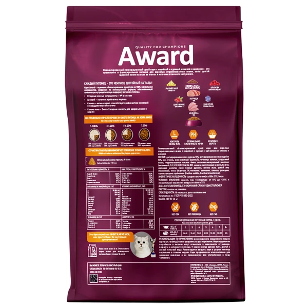 Award Sterilized для Стерилизованных Кошек с Индейкой 1,5кг