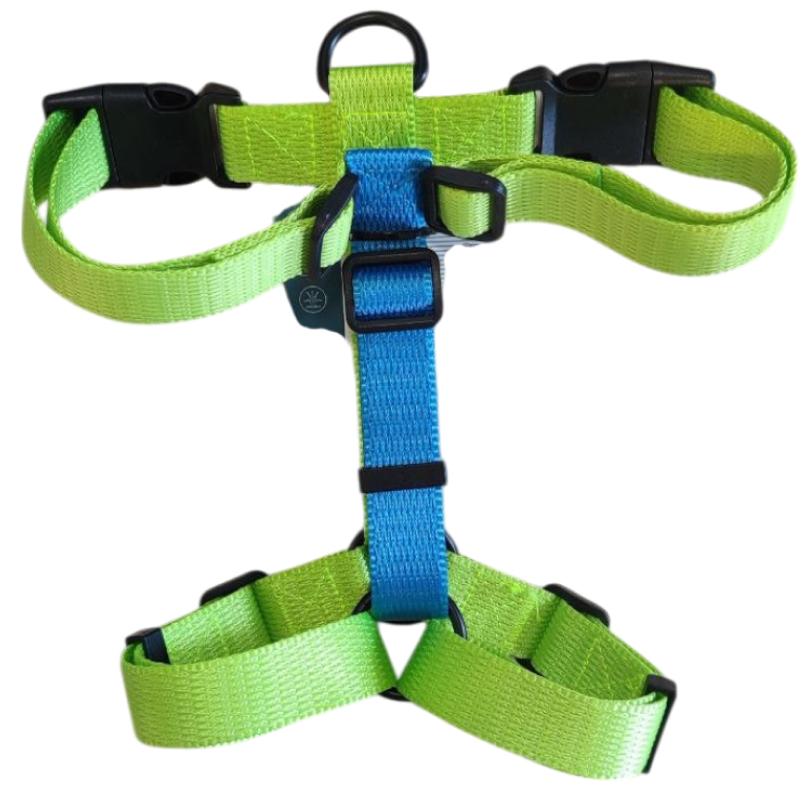 Шлейка MidePet "Design H" - M (стропа 2 см, грудь 40-60 см), салатовая с голубым