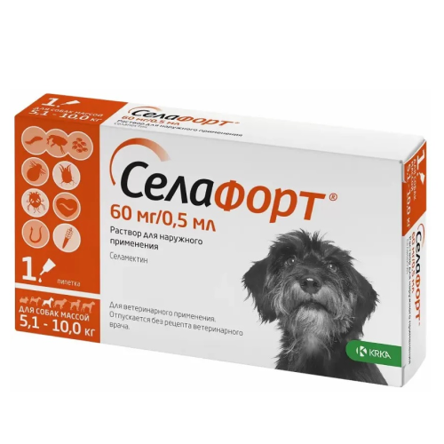 Капли Селафорт 12% 0,5мл (60 мг) для собак 5,1-10 кг