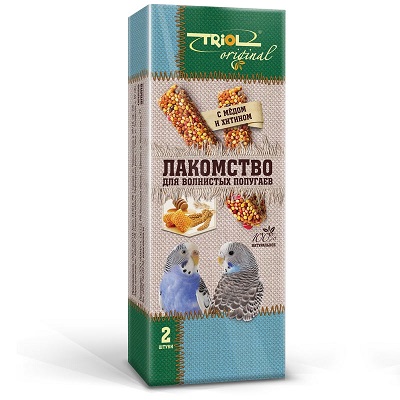 Лакомство Triol для Волнистых Попугаев с Медом и Хитином 2шт, 55г