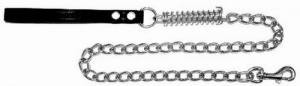 Поводок V.I.Pet цепь с кожаной ручкой + аморт-р 4,0мм*110см