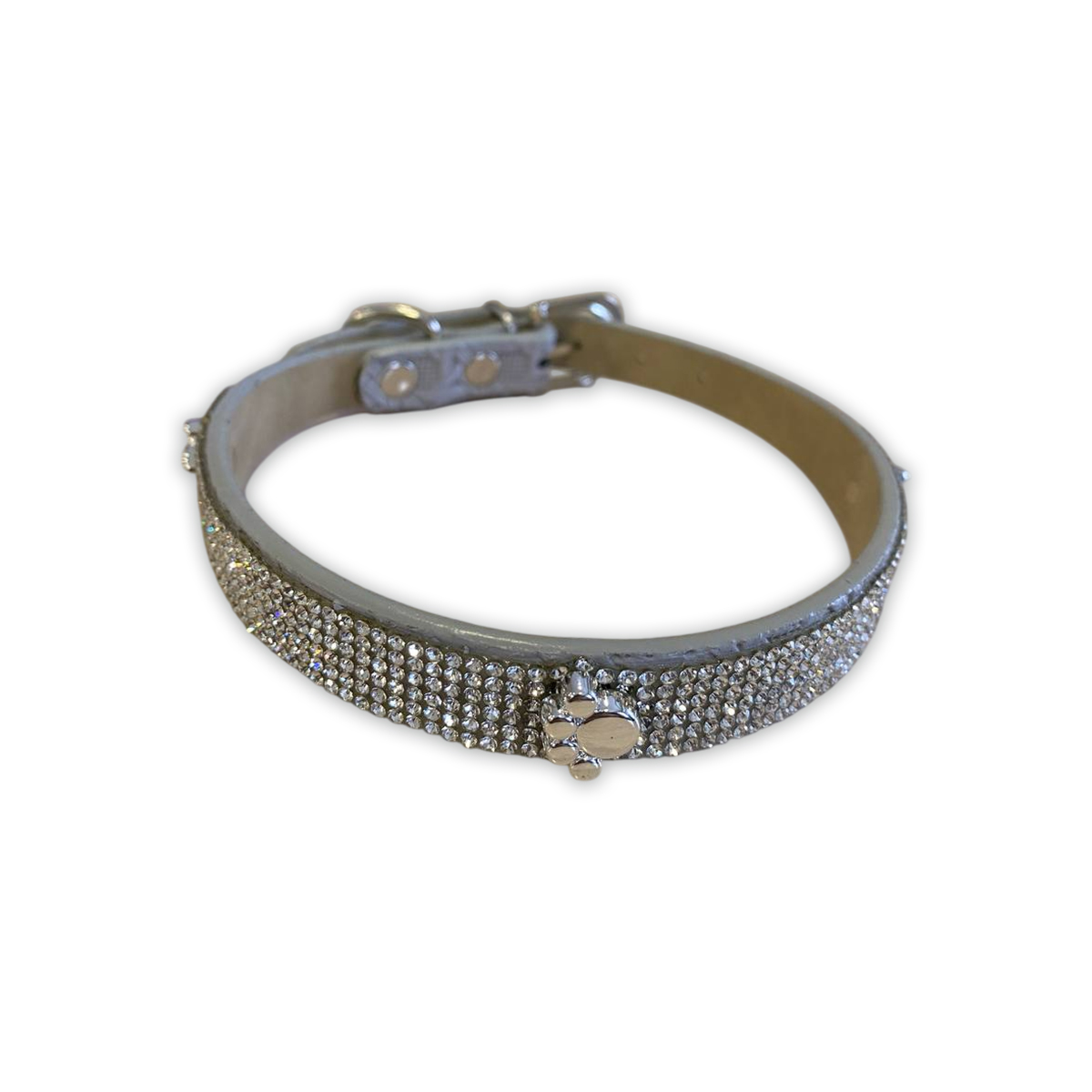 Ошейник TopPet со стразами 15мм, 29-35 см, Серый