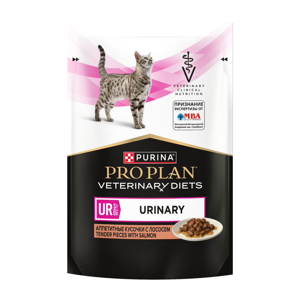 Влажный корм для кошек диетический PURINA® PRO PLAN® VETERINARY DIETS UR ST/OX Urinary при болезнях нижних отделов мочевыводящих путей,с лососем, 85 г