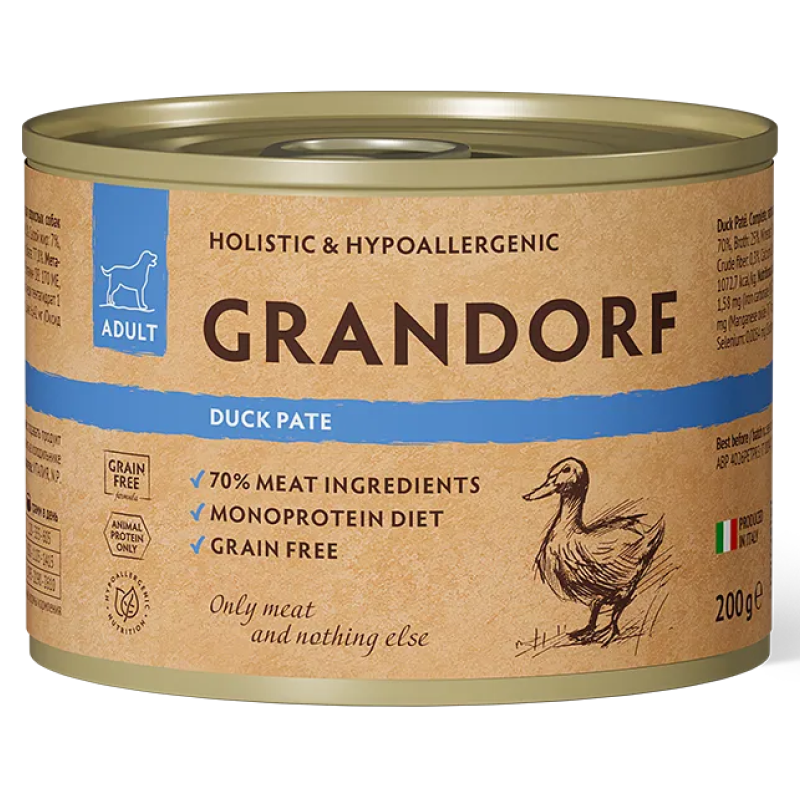 конс. Grandorf для Собак Паштет из утки 200г