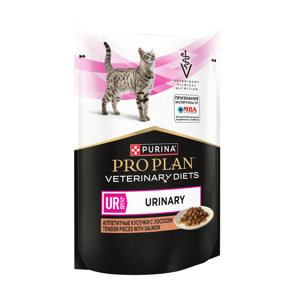 Влажный корм для кошек диетический PURINA® PRO PLAN® VETERINARY DIETS UR ST/OX Urinary при болезнях нижних отделов мочевыводящих путей,с лососем, 85 г
