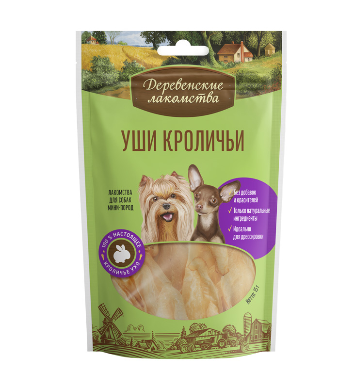 Деревенские Лакомства Уши Кроличьи для Собак Мини пород