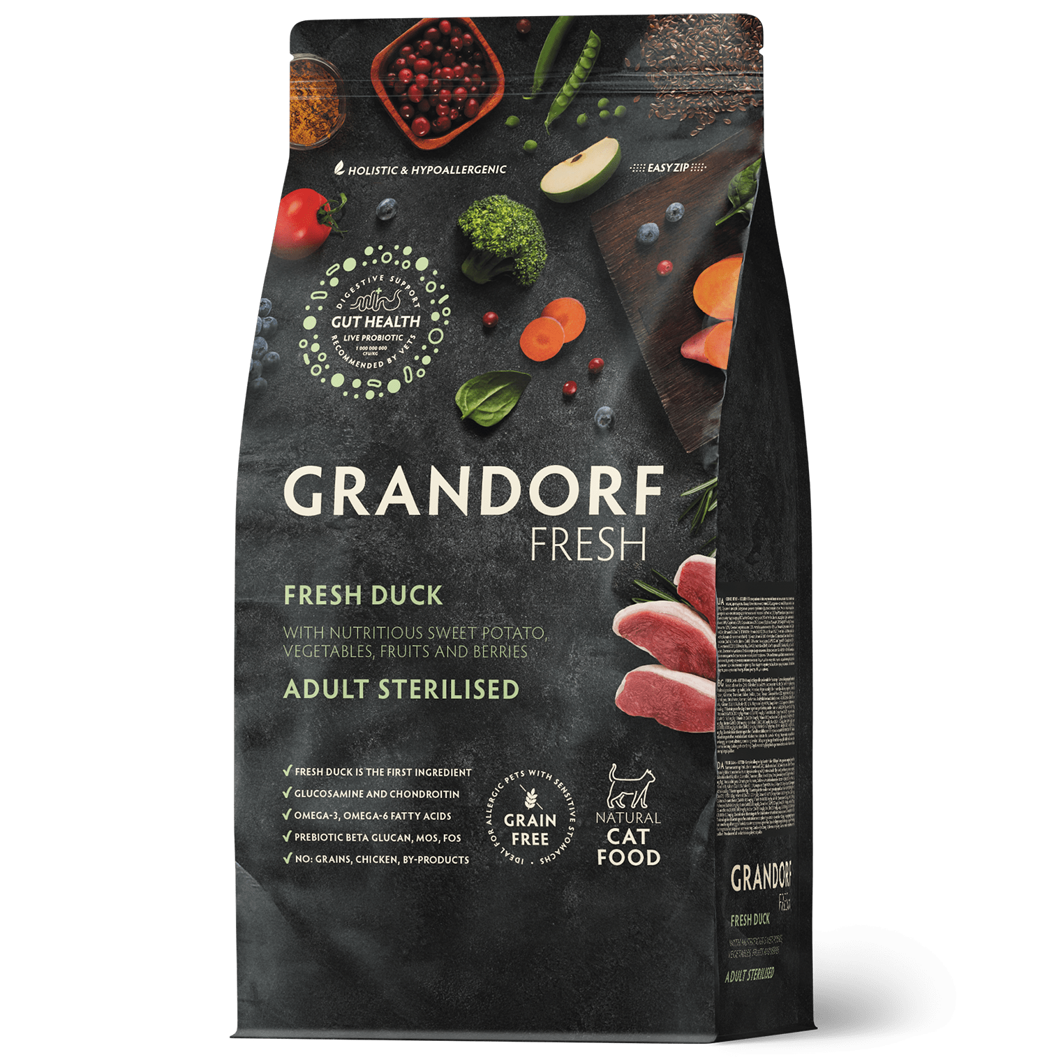 Grandorf FRESH STERILISED для Стерилизованных Кошек Утка с бататом 2кг