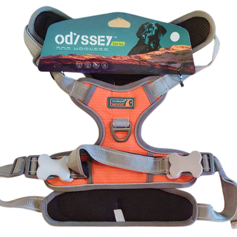 Шлейка MidePet "Odyssey" - L (шея 40-56, грудь 69-81 см) оранжевая