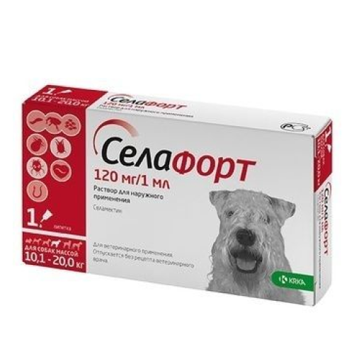 Капли Селафорт 12% 1мл (120 мг) для собак 10,1-20 кг
