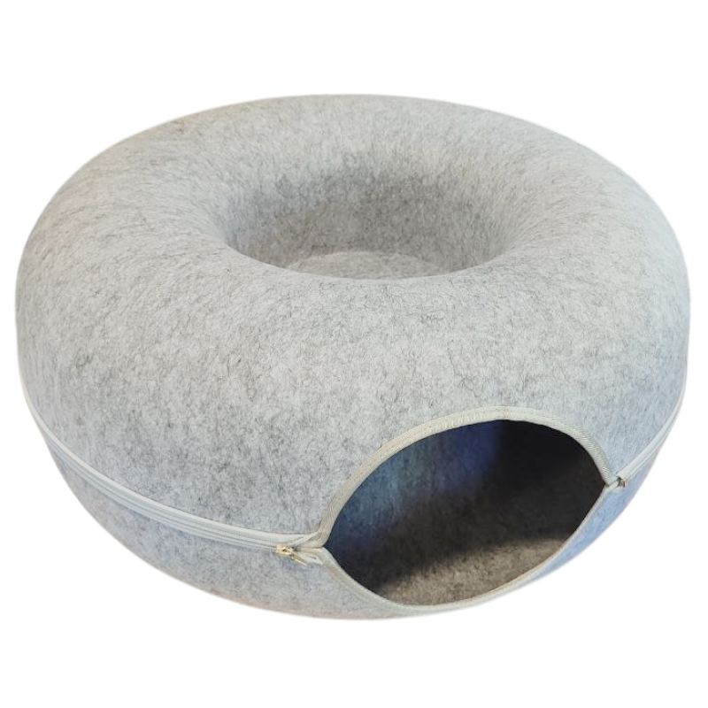 Лежанка-тоннель TopPet из войлока, светло-серый малый, 50х50х19