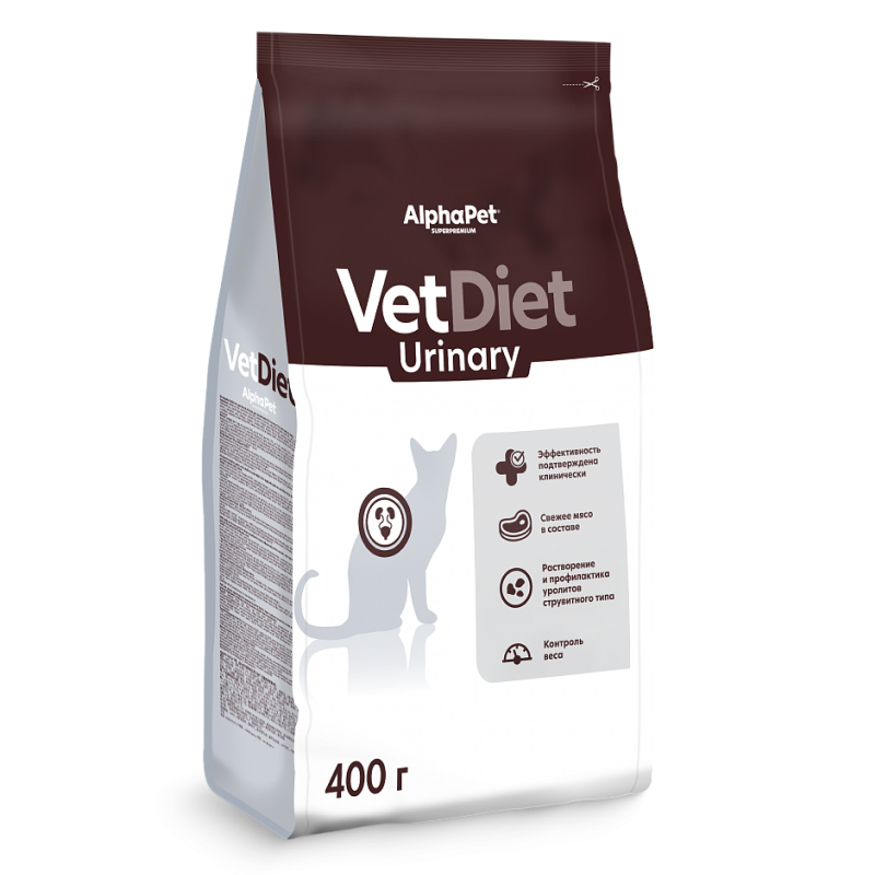 AlphaPet Vet Diet Cat Urinary 400г для Кошек при заболеваниях нижних отделов мочевыводящих путей