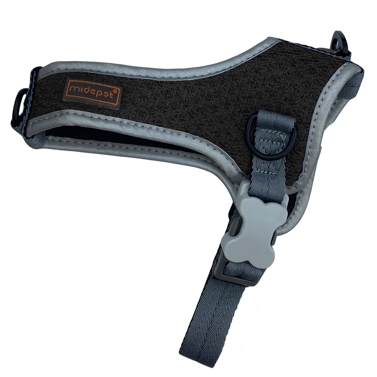Шлейка Midepet с cотами T образная S (шея 35, грудь 40-50см) Черная