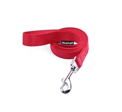 Поводок Nunbell нейлон 15мм*120см Красный со светоотражающей нитью