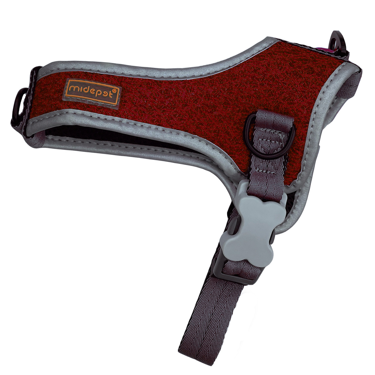 Шлейка Midepet с cотами T образная S (шея 35, грудь 40-50см) Красная