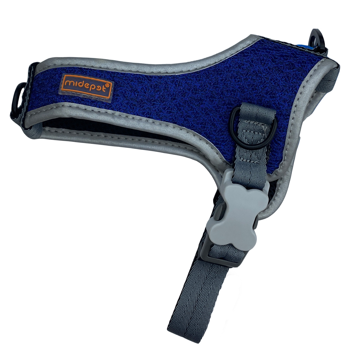Шлейка Midepet с cотами T образная M (шея 40, грудь 45-61см) Синяя