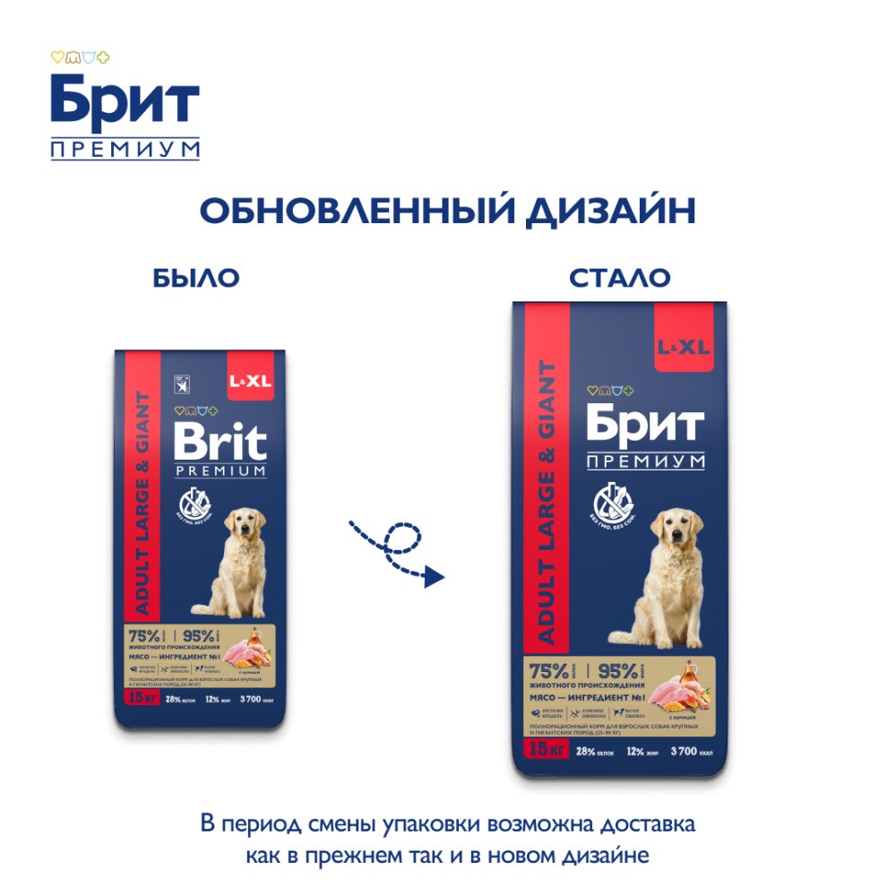 Brit Premium Adult L для Взрослых Собак Крупных Пород 15кг
