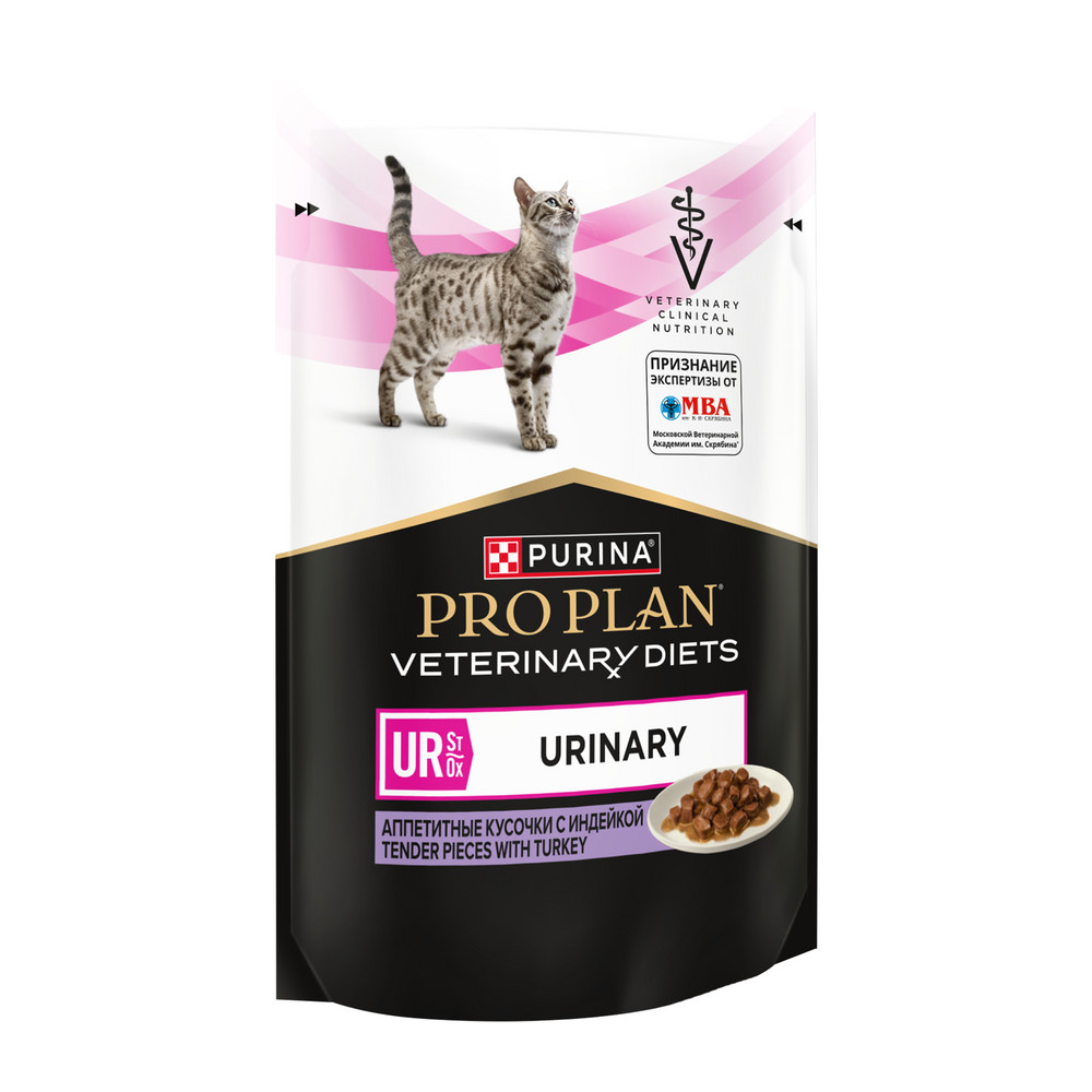 Влажный корм для кошек диетический PRO PLAN® VETERINARY DIETS UR ST/OX Urinary при болезнях нижних отделов мочевыводящих путей, с индейкой, 85 г