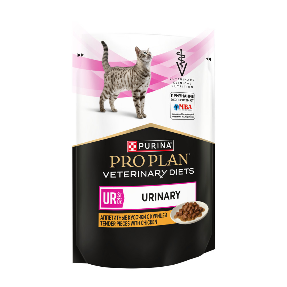 Влажный корм для кошек диетический PURINA® PRO PLAN® VETERINARY DIETS UR ST/OX Urinary при болезнях нижних отделов мочевыводящих путей, с курицей, 85 г