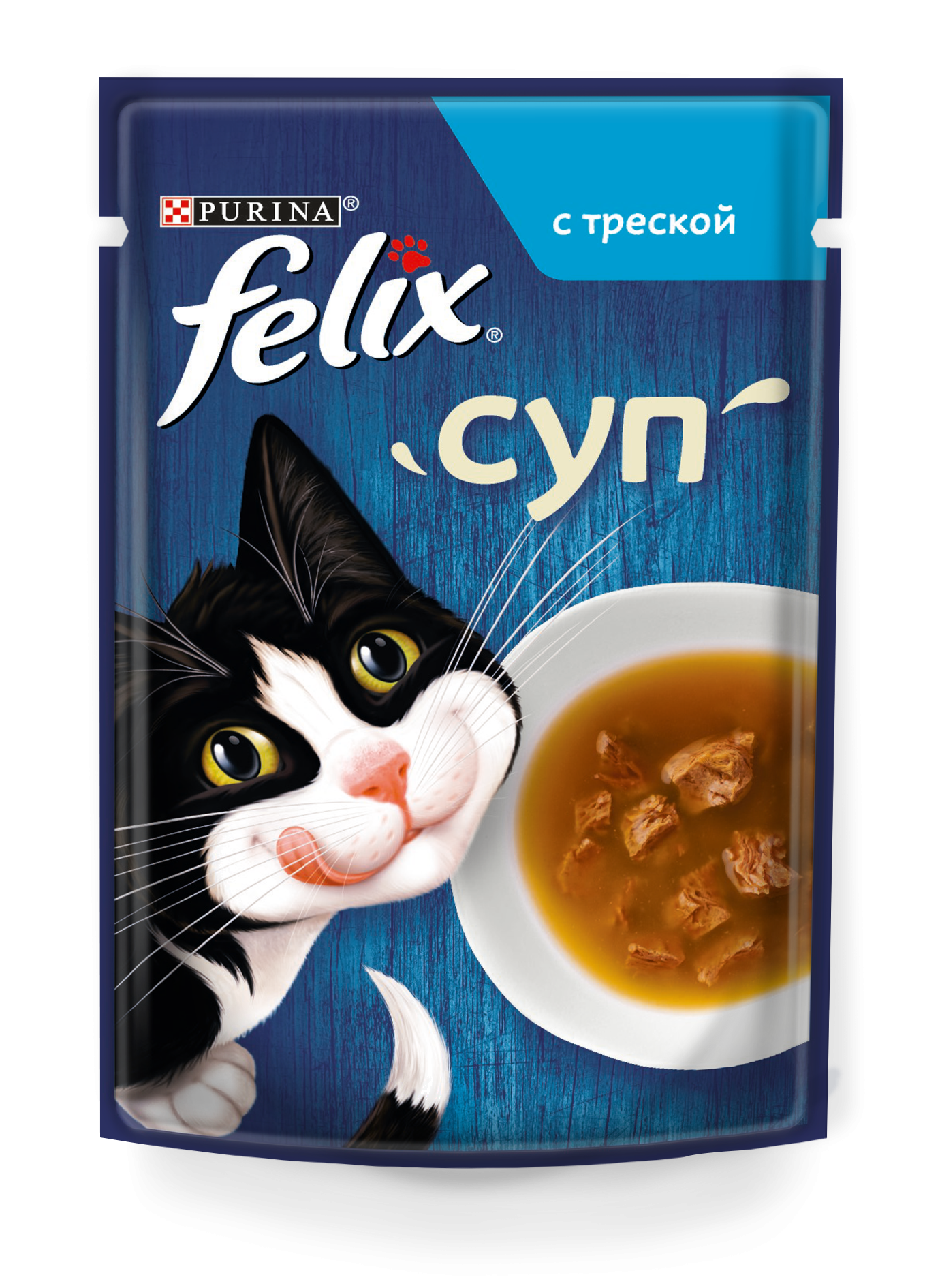 Влажный корм Felix Суп для взрослых кошек, с треской, 48г