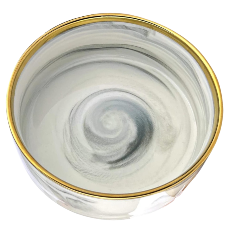 Миска керамическая TopPet, серый мрамор с золотой полоской 350 мл