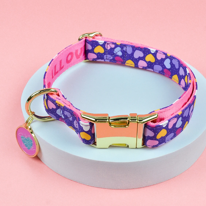 Ошейник MidePet "Color Blooming" M 2x30-40 см, сиренево-розовый с рисунком