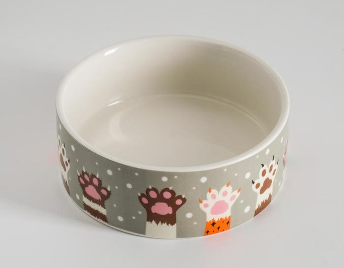 Миска Керамическая Пижон Лапы бело-серая 300мл