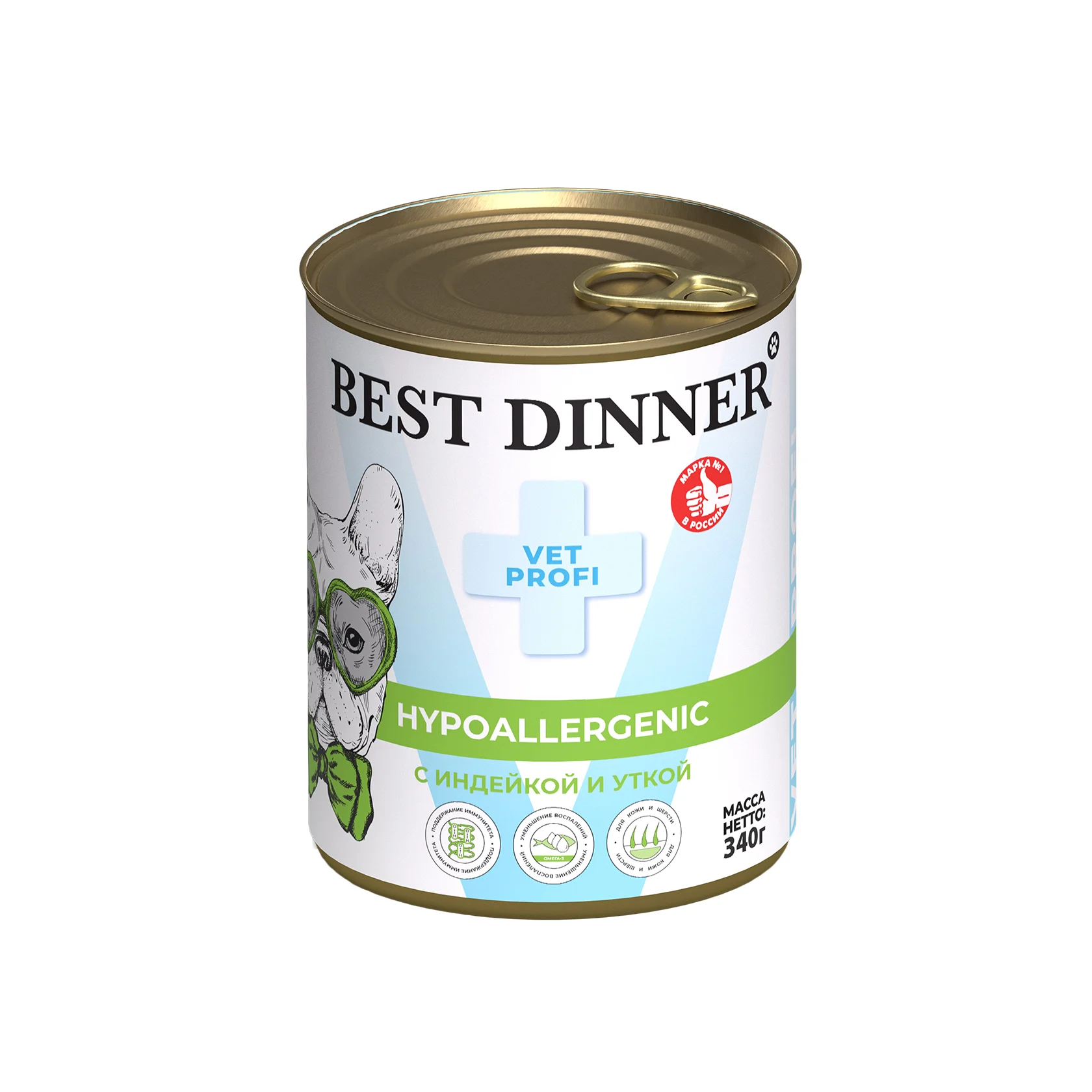 конс. Best Dinner Hypoallergenic с индейкой и уткой для собак 340г