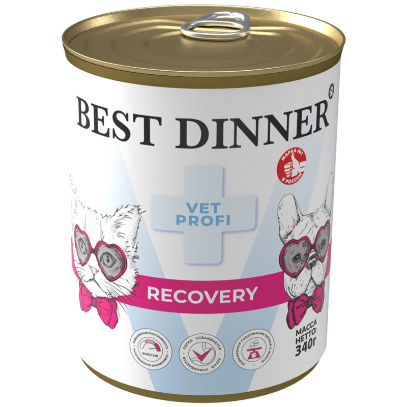 конс. Best Dinner Recovery при истощении и послеоперац.восстановлении д/кошек и собак 340г
